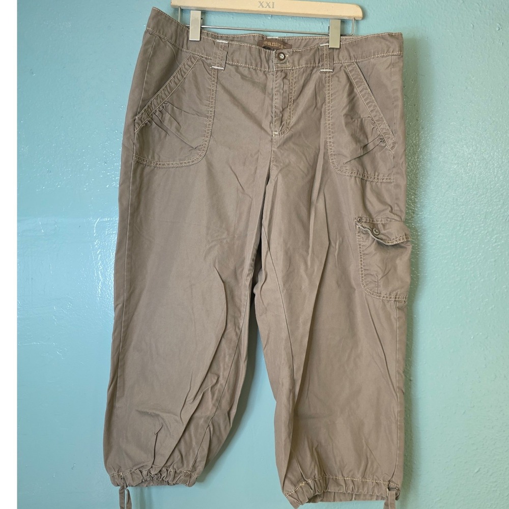 Jeanstar Cargo Capri Pants Tan Brown Utility Plus Size 16W W39 L23